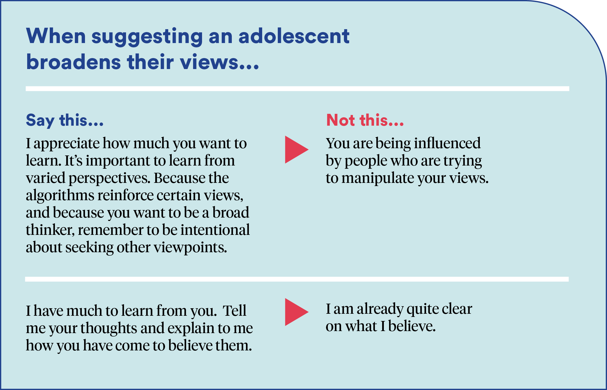 When Suggesting an Adolescent Broadens Their View