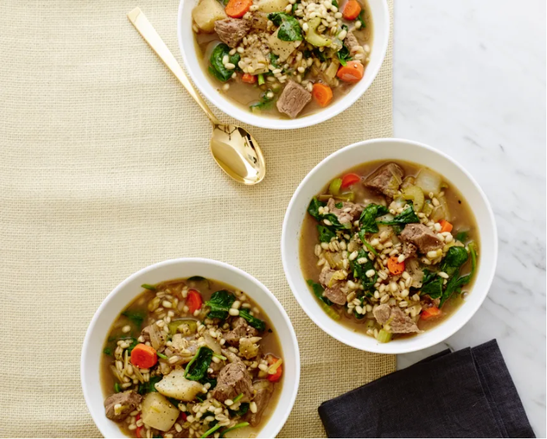 This Week's Nosh: Lamb and Barley Stew with Spinach and Leeks