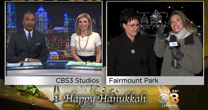 Boathouse Row Shines Bright To Celebrate The First Night Of Hanuakkah