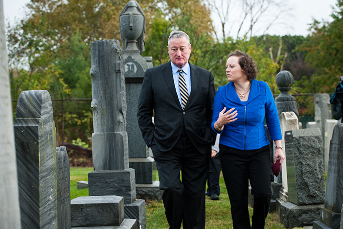 An Emotional Mayor Jim Kenney Tours Restored Mt. Carmel Gravestones