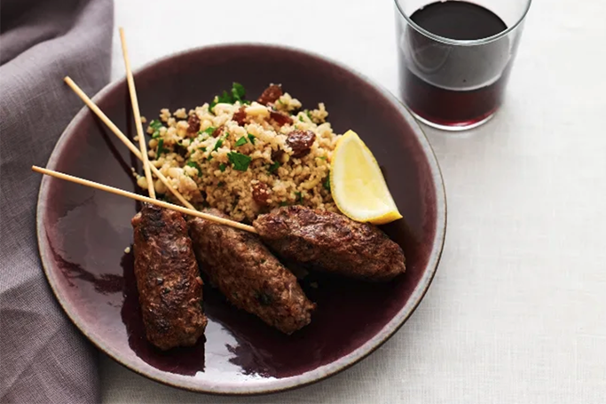 This Week's Nosh: Seasoned Lamb Skewers With Couscous